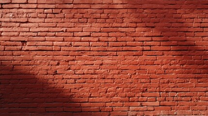 Textured Red Brick Wall with Natural Light and Shadow Effects