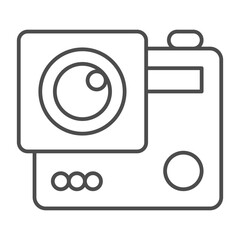 Underwater waterproof camera thin line icon, portable electronics concept, action cam, video equipment sign on white background, outline style icon for mobile and web design. Vector graphics.