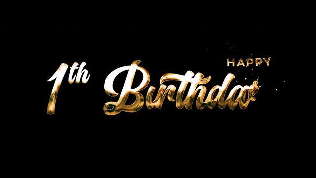 Happy 1st Birthday: Animated Lettering, Professional Style, Alpha Channel