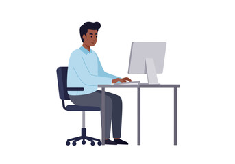 Man at desk using computer