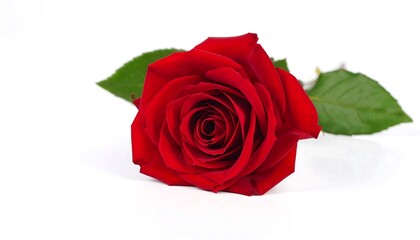 Fototapeta premium Single red rose on white background