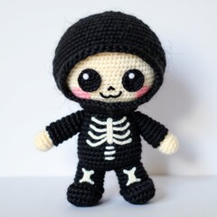 Little skeleton knitting with black yarn
