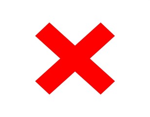 Red X mark against a white background