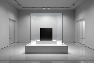 Empty glass display case in a modern gallery (1)