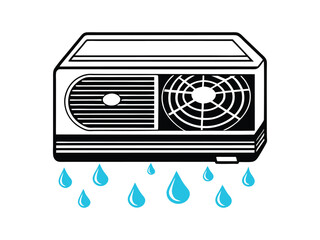 Air Conditioner with Water Drops silhouette vector