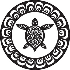 Fototapeta premium Tribal Turtle Mandala Vector – Polynesian Sea Turtle Tattoo Symbol Design