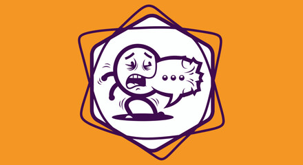 Cartoon character experiencing a sudden outburst of speech.