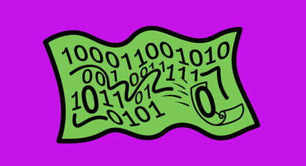 Binary Code Data Stream with Buzz and Alpha.