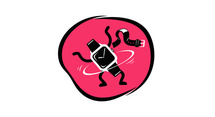 Animated Smart Watch Character Spinning and Dancing.