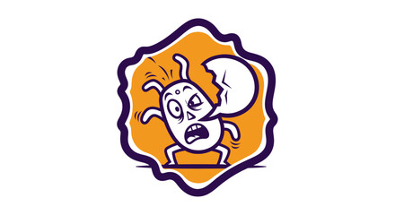 Cartoon bug illustration distressed expression exaggerated features bug is central focus vibrant colors simple design.