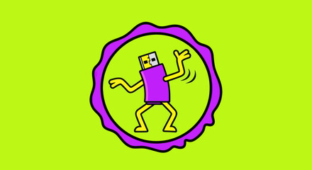 Playful cartoon USB flash drive character dancing happily.