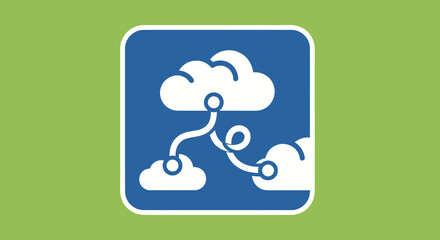 Digital cloud network connections data transfer technology concept illustration.