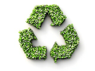 Green and White Particle Recycle Symbol