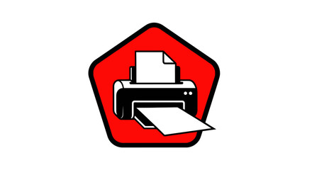 Modern office printer icon with paper output and input tray.