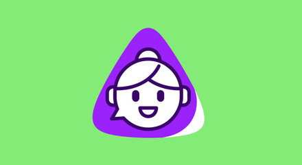 Cute cartoon girl face icon with a hair bun.