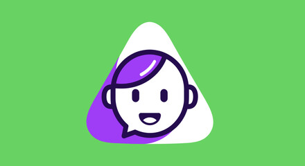 Cartoon character icon with speech bubble design for communication and messaging.