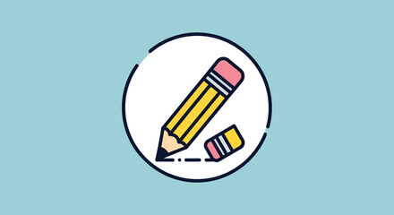 Pencil and Eraser on White Background.