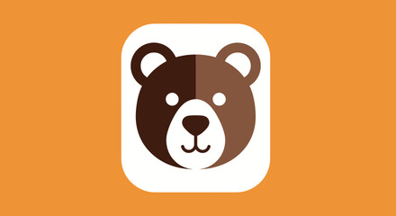 Cute brown teddy bear icon simple design friendly face app or website icon.