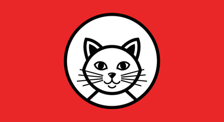 Stylized Cat Face in Circle Design.