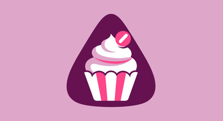 Sweet cupcake with pink frosting and cherry on top.