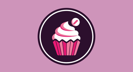 Pink and white cupcake with swirl frosting.