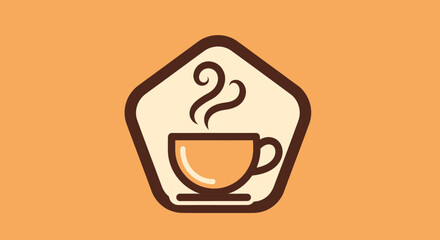 Stylized hot coffee cup icon with steam logo.