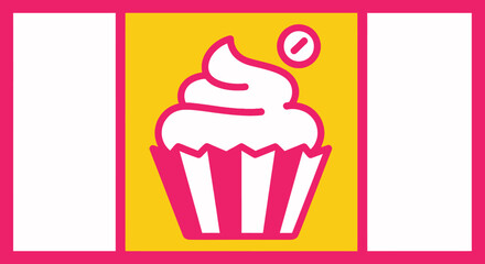 Pink cupcake icon with swirled frosting and a sprinkle.
