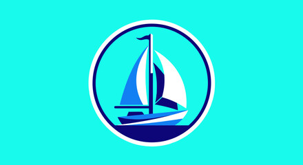 Modern flat design sailboat vector icon emblem.