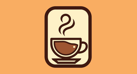 Stylized Coffee Cup Icon with Steam Perfect for Cafe or Beverage Branding.