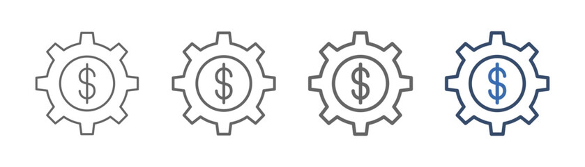 
outline icon set financial with gear and money design