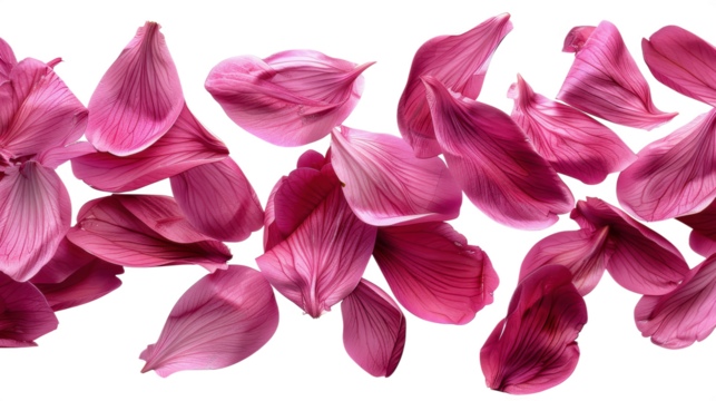 Beautiful pink flower petals isolated on transparent background
