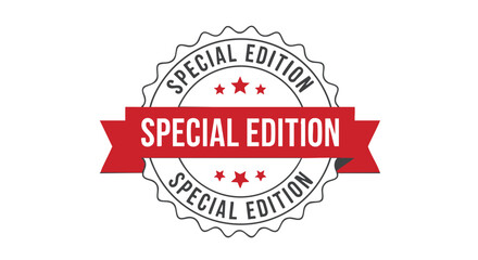 Red and gray special edition logo with ribbon banner.