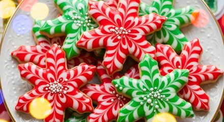 Christmas cookies holiday cookies snowflake cookies sugar cookies festive cookies red green icing