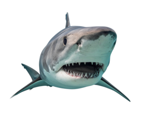  Sand Tiger Shark Front Angle with Open Jaws Isolated on Transparent