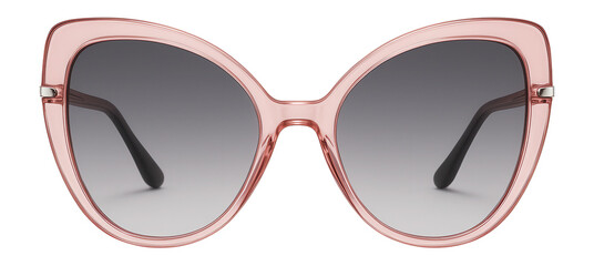 Butterfly oversized sunglasses with transparent pink frames and grey lenses