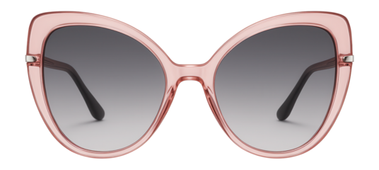 Butterfly oversized sunglasses with transparent pink frames and grey lenses