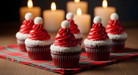 Christmas cupcakes santa hat cupcakes holiday dessert red velvet cupcakes christmas baking holiday treats party 100