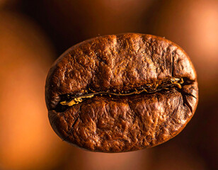 Naklejka premium Macro of roasted coffee bean with rich texture