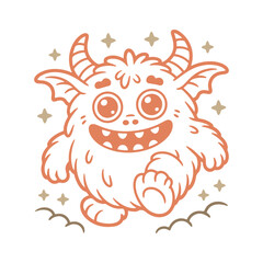Cute little monster. Cartoon character. Vector illustration. 