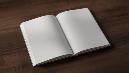 Fototapeta premium Blank open book on wood table background