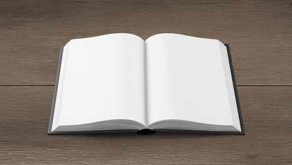 Fototapeta premium Blank open book on wood table background