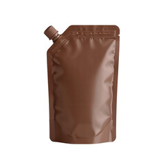 Brown spout pouch on a dark surface for packaging presentation and design mockups