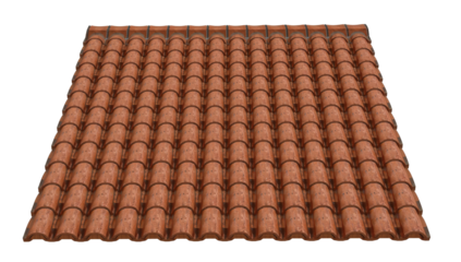 Terra cotta roof tile pattern showcasing textured clay surfaces and geometric arrangement