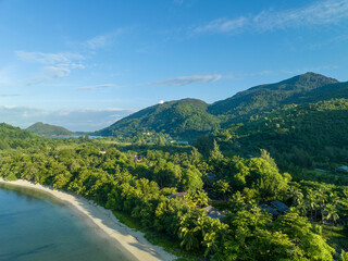Aerial View, seychellen, Mahe, Port Glaud and Port launay Beach
