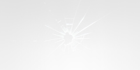 A bullet hole in glass, the structure of broken glass with shards. A pattern on glass from an impact or bullet strike, vector, png.