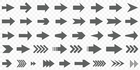 Arrow icon set. Arrow. Cursor. Collection different arrow signs. Black arrows icons. Different cursor arrow direction symbols in flat style.
