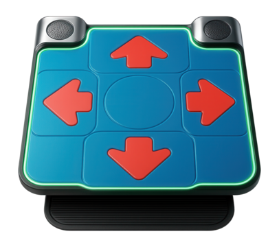 Foldable dance mat with non-slip backing and integrated speaker system