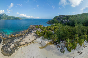 Aerial View, seychellen, Mahe, Port Glaud and Port launay Beach