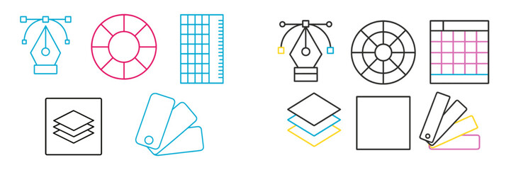 Creative design elements laid out for a project in a modern workspace setting during daylight hours