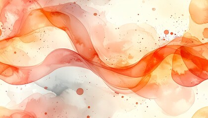 An abstract, seamless background with a fluid pattern of watercolor paint in warm tones of orange, peach, and beige.